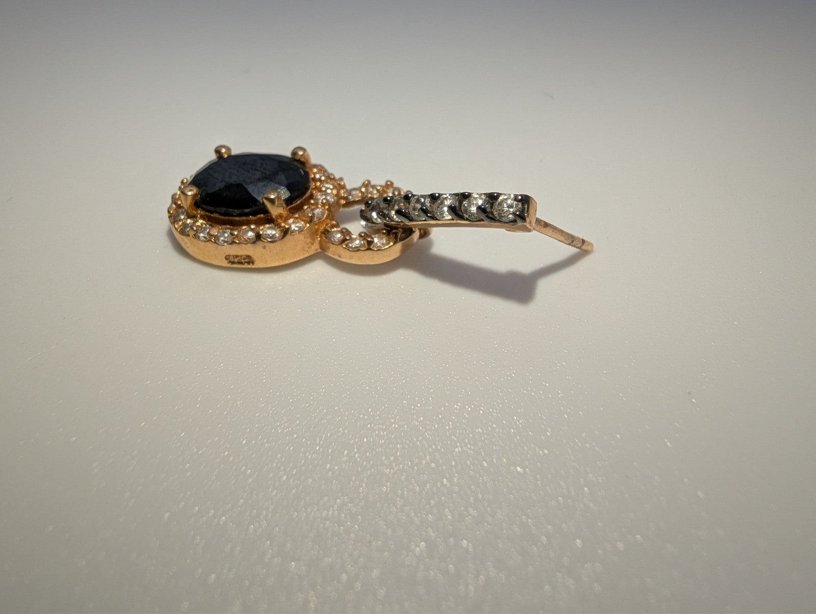 Black Onyx and Genuine Diamond Rose Gold Plated 925 Drop Earrings
