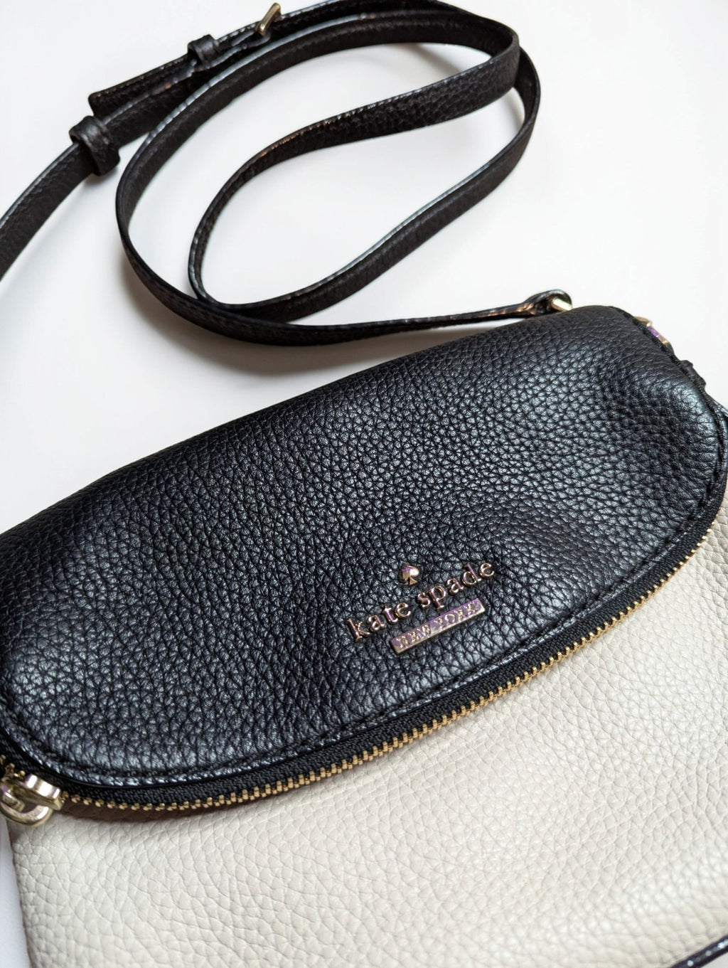 Kate Spade New York Jackson Street Harlyn Leather Crossbody Bag, Beige and Black