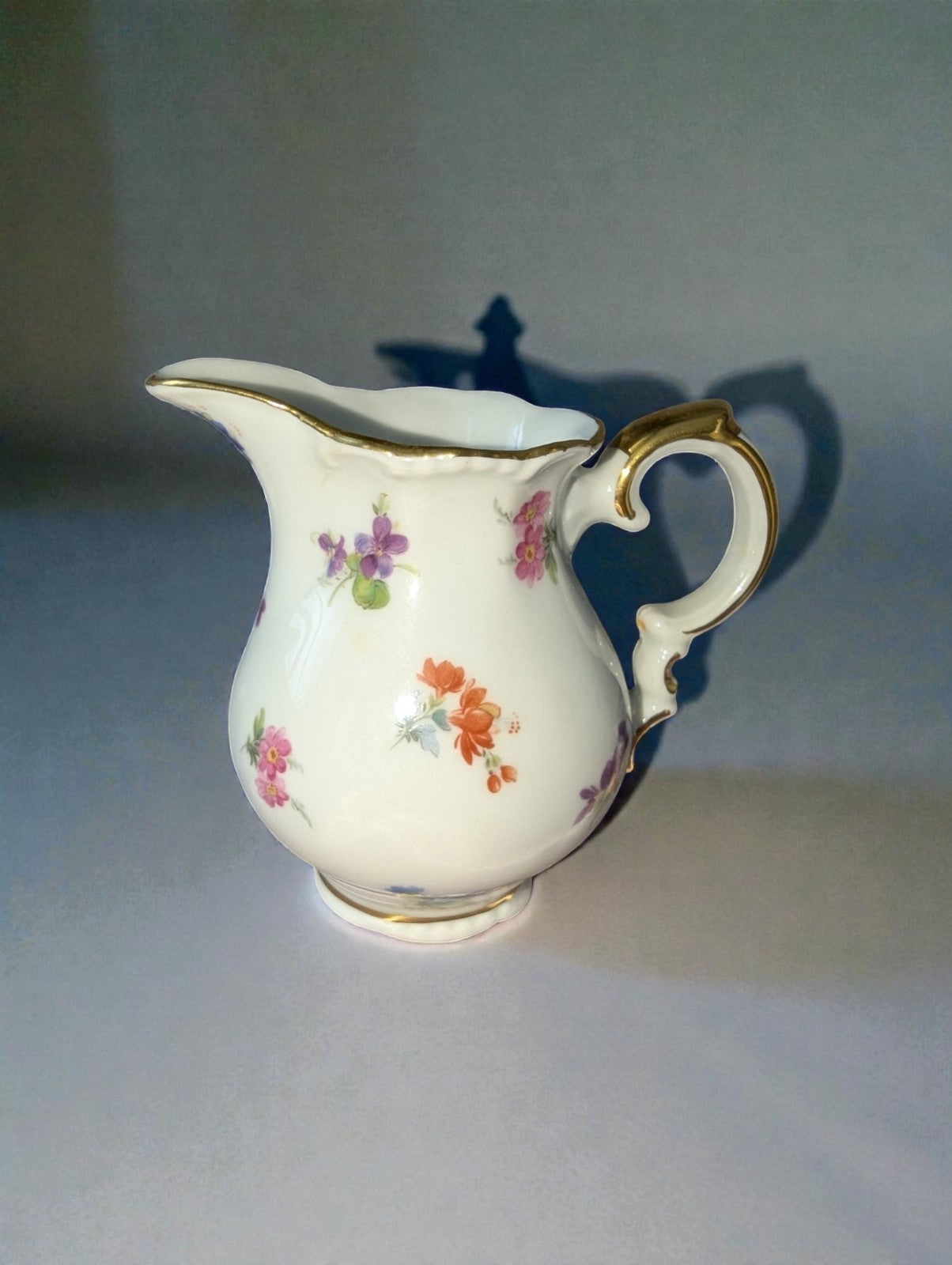 Vintage 22K Gold Bayreuth Gloria Fine Porcelain Coffee Set-Pot, Sugar, Creamer