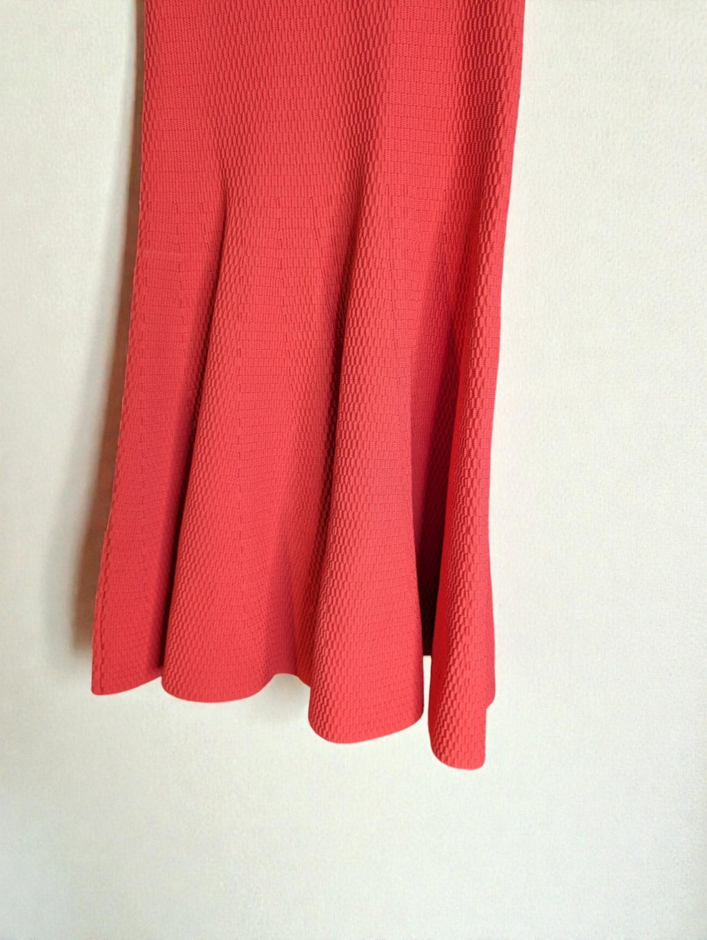Emporio Armani Red Coral Stretch Knit Racer Back Flare Mini Dress, 40