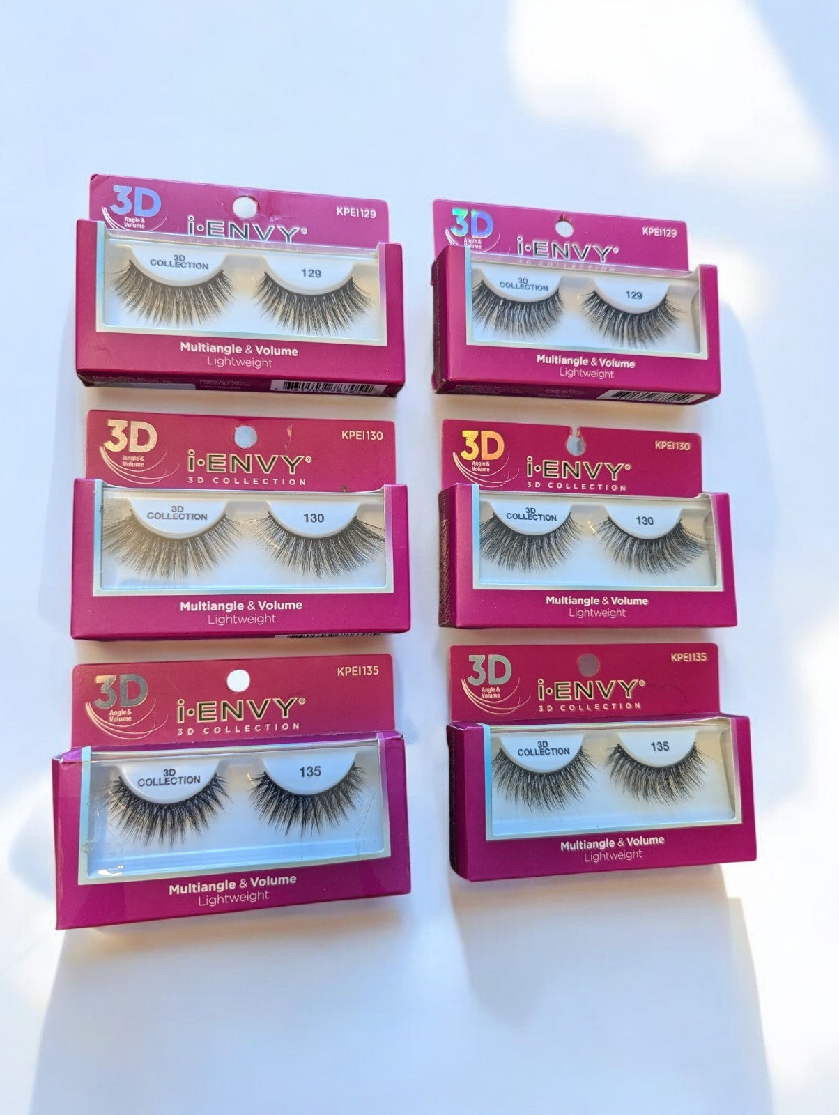 Kiss I-Envy 3D False Eyelashes Lot, 6 Unopened Boxes, 3 Varieties