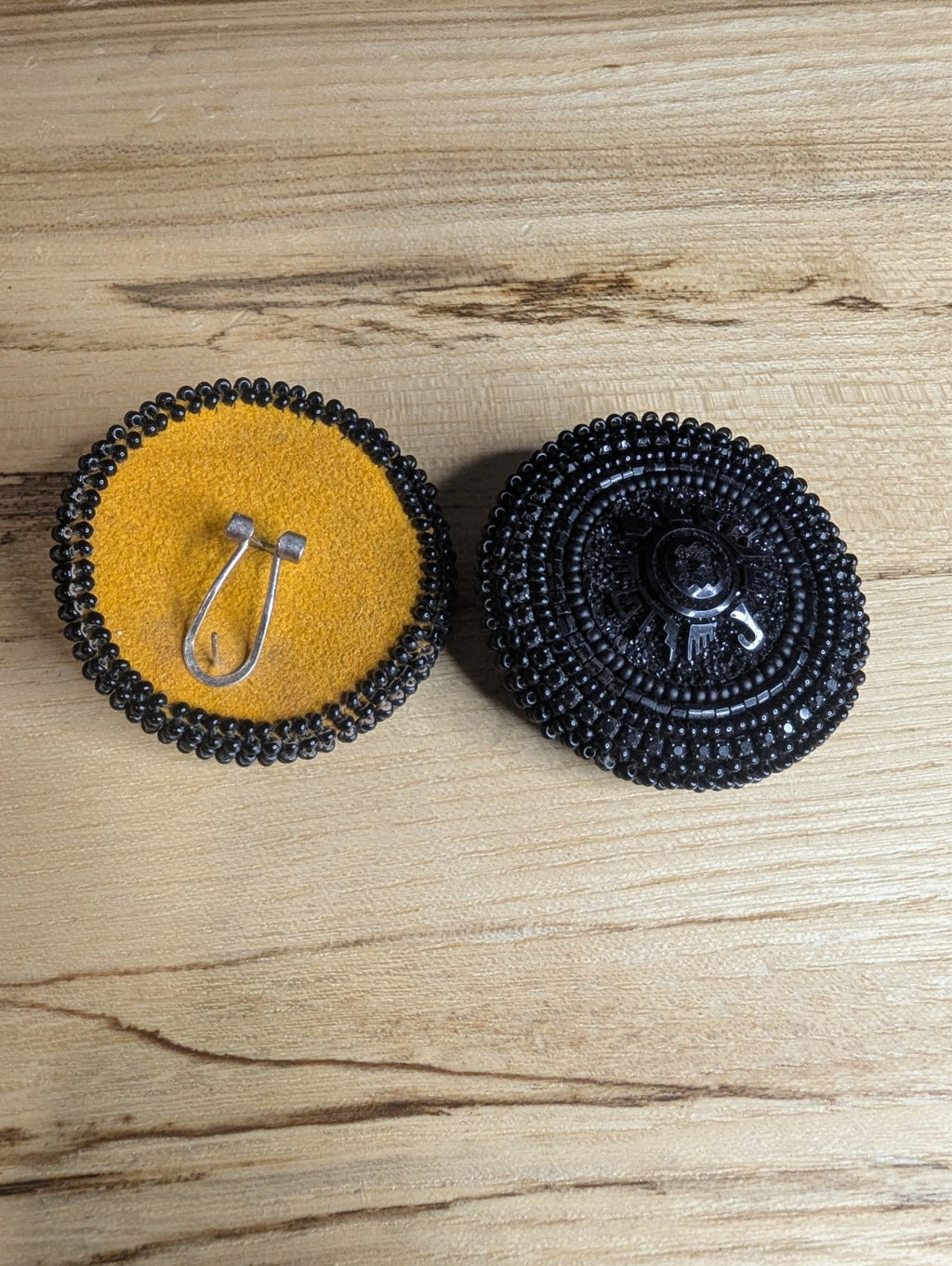 Black Beaded Handcrafted Circle Stud Earrings