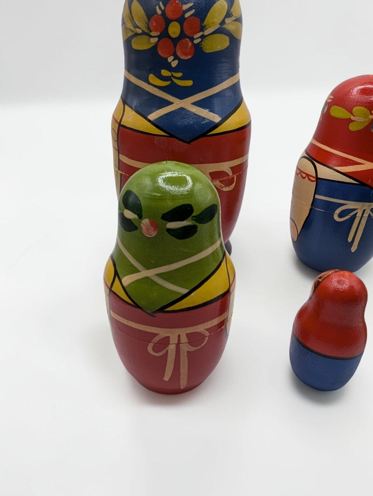 Vintage Hand Painted Wooden Russian Nesting Doll