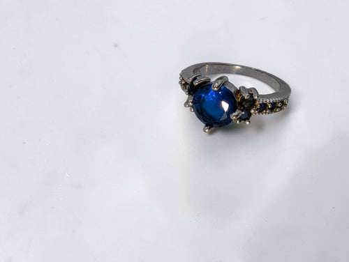 10K Gold Filled Lab Created Blue Sapphire Ring, Size 7.5