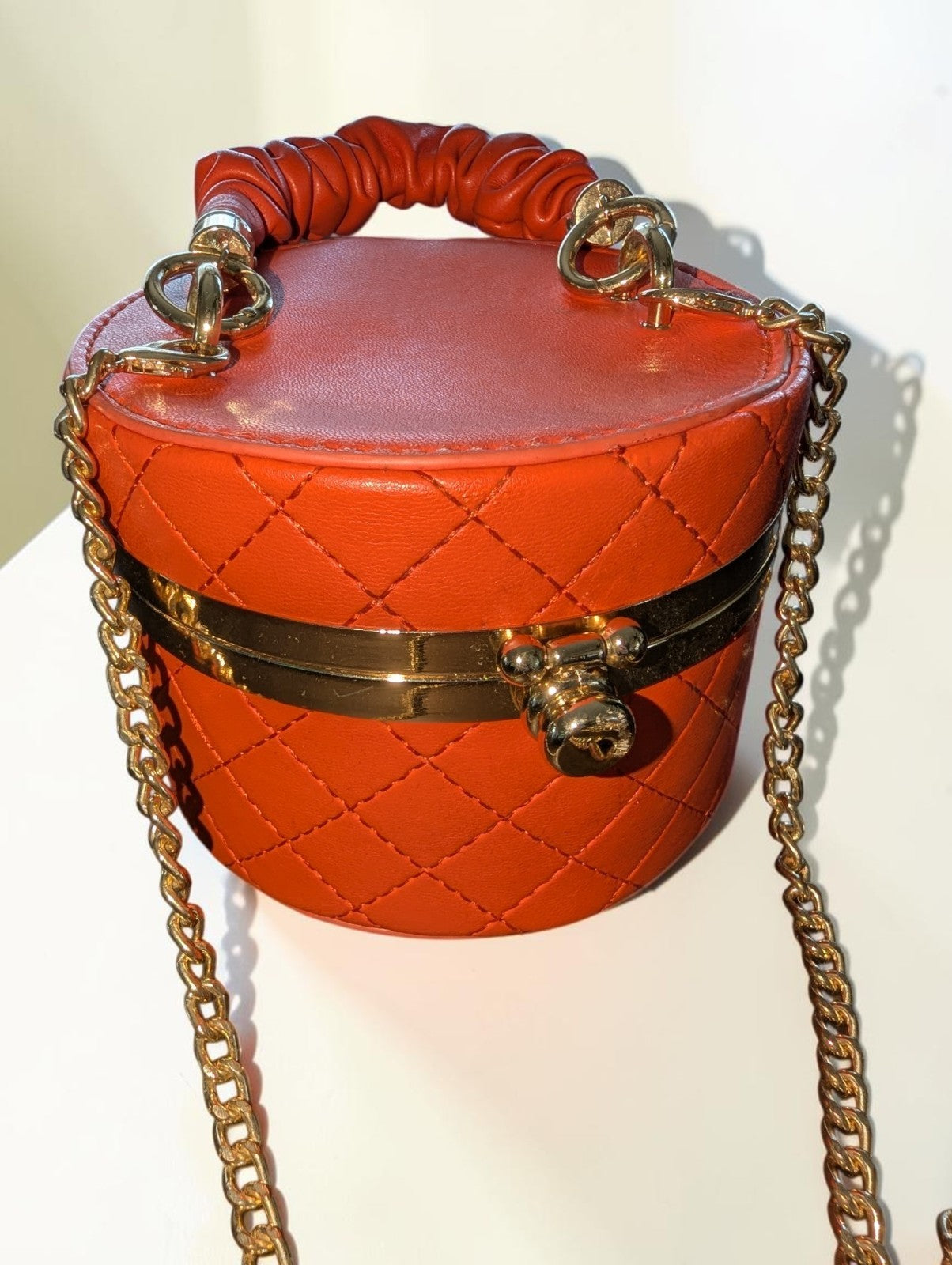 Fashion Nova "Here For The Drama" Round Clutch Bag Orange, Crossbody Strap