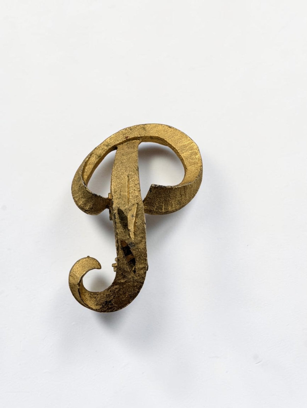 Vintage Mamselle Gold Tone Initial Brooch P