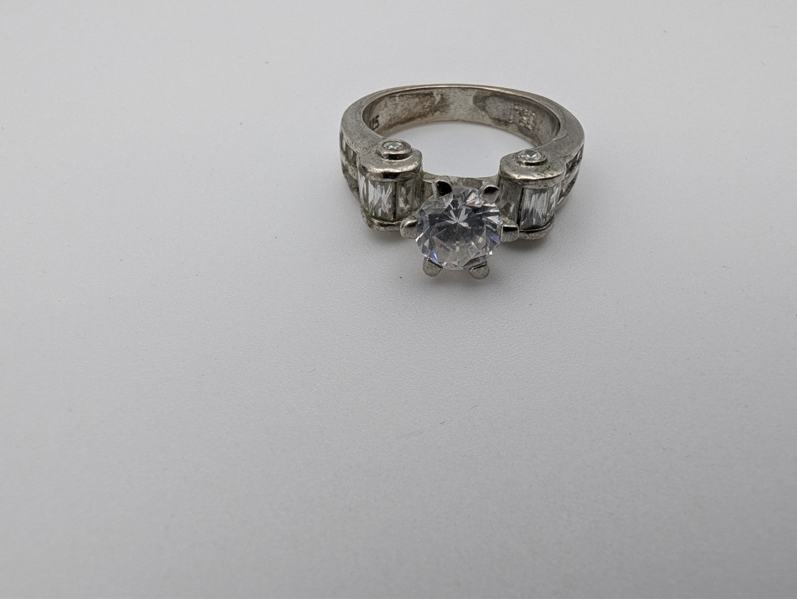 Vintage Style 925 DBJ Crystal Ring, Size 7