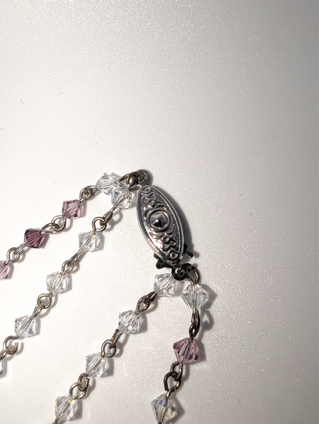 Vintage Aurora Borealis and Purple Faceted Glass Bead Necklace, 16"