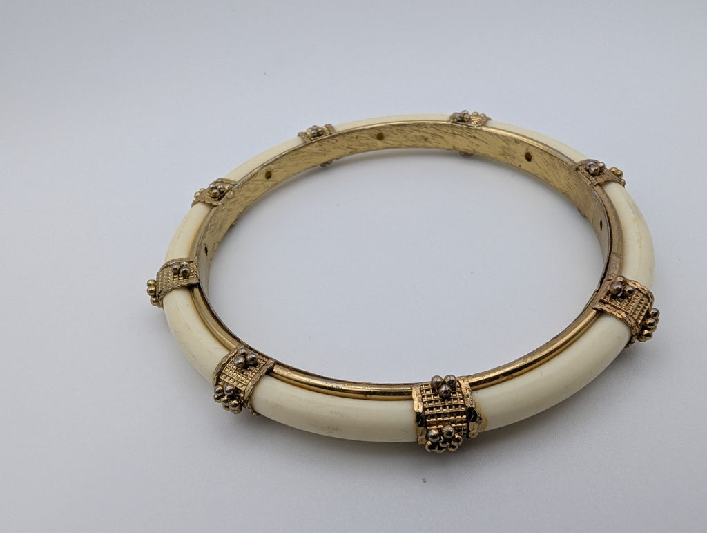 Pair of 2 Vintage Gold-Tone Bangle Bracelets, 9"