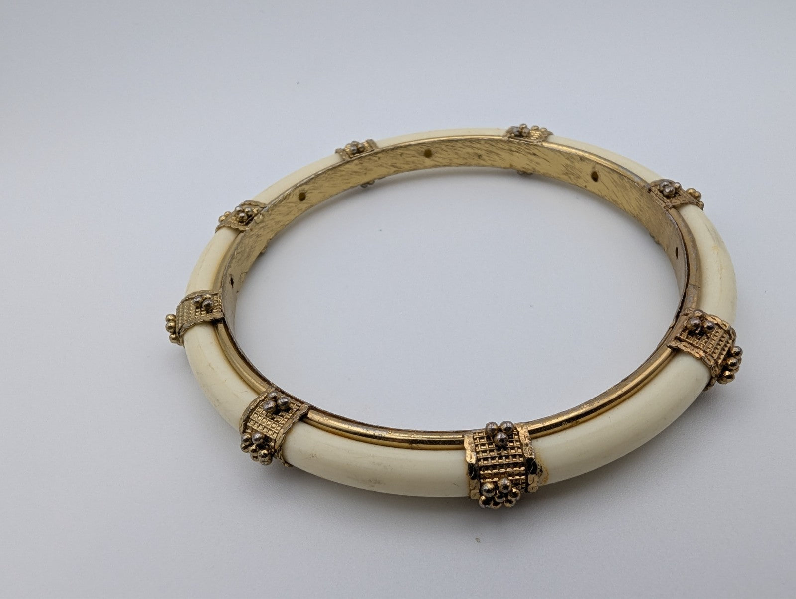 Pair of 2 Vintage Gold-Tone Bangle Bracelets, 9"