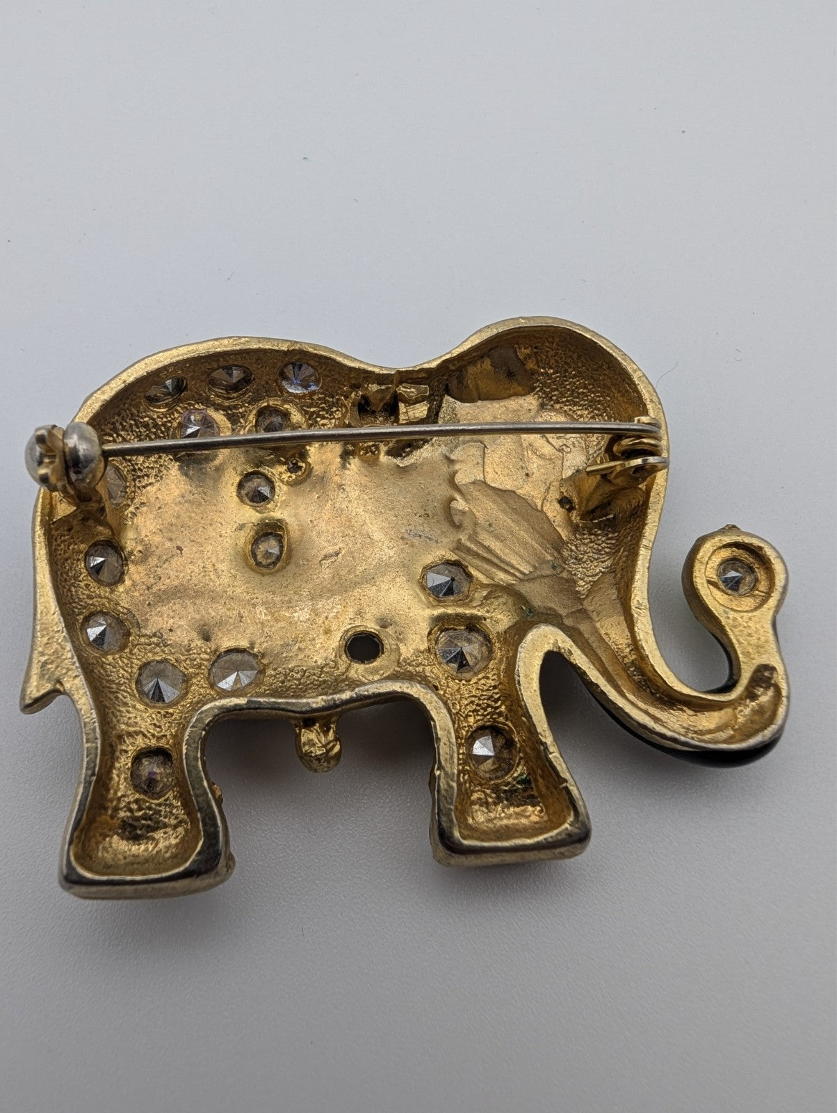 Vintage Elephant Multi-Color Crystal Brooch