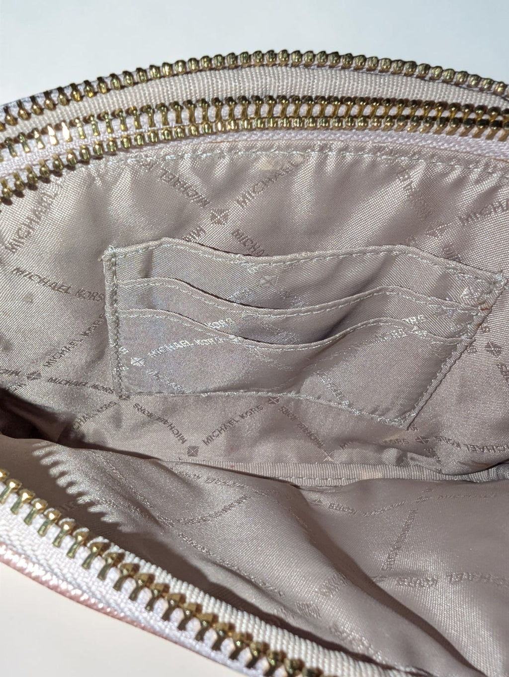 Michael Kors Jet Set Charm Double Zip Wristlet, Rose Gold Monogram Design