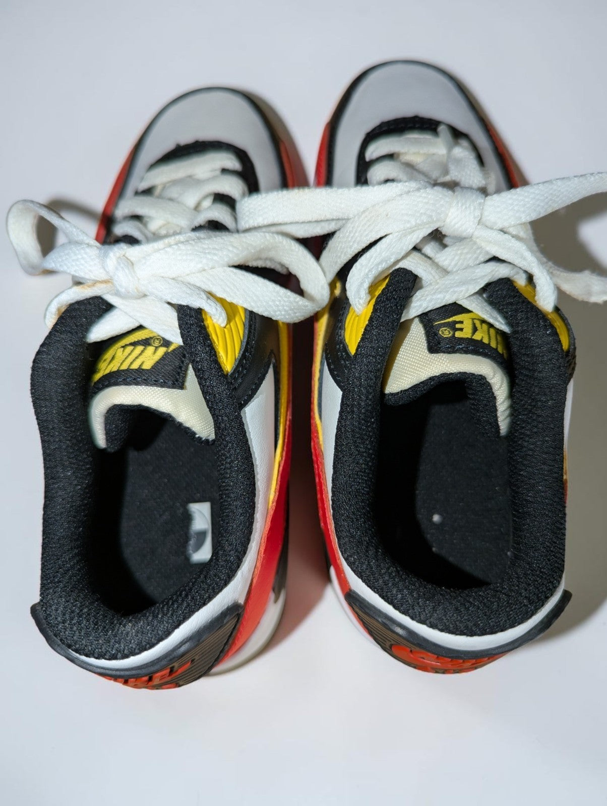 Nike Air Max 90 Kid's Sneakers, Size Youth 1-Red, Yellow, Black and White 