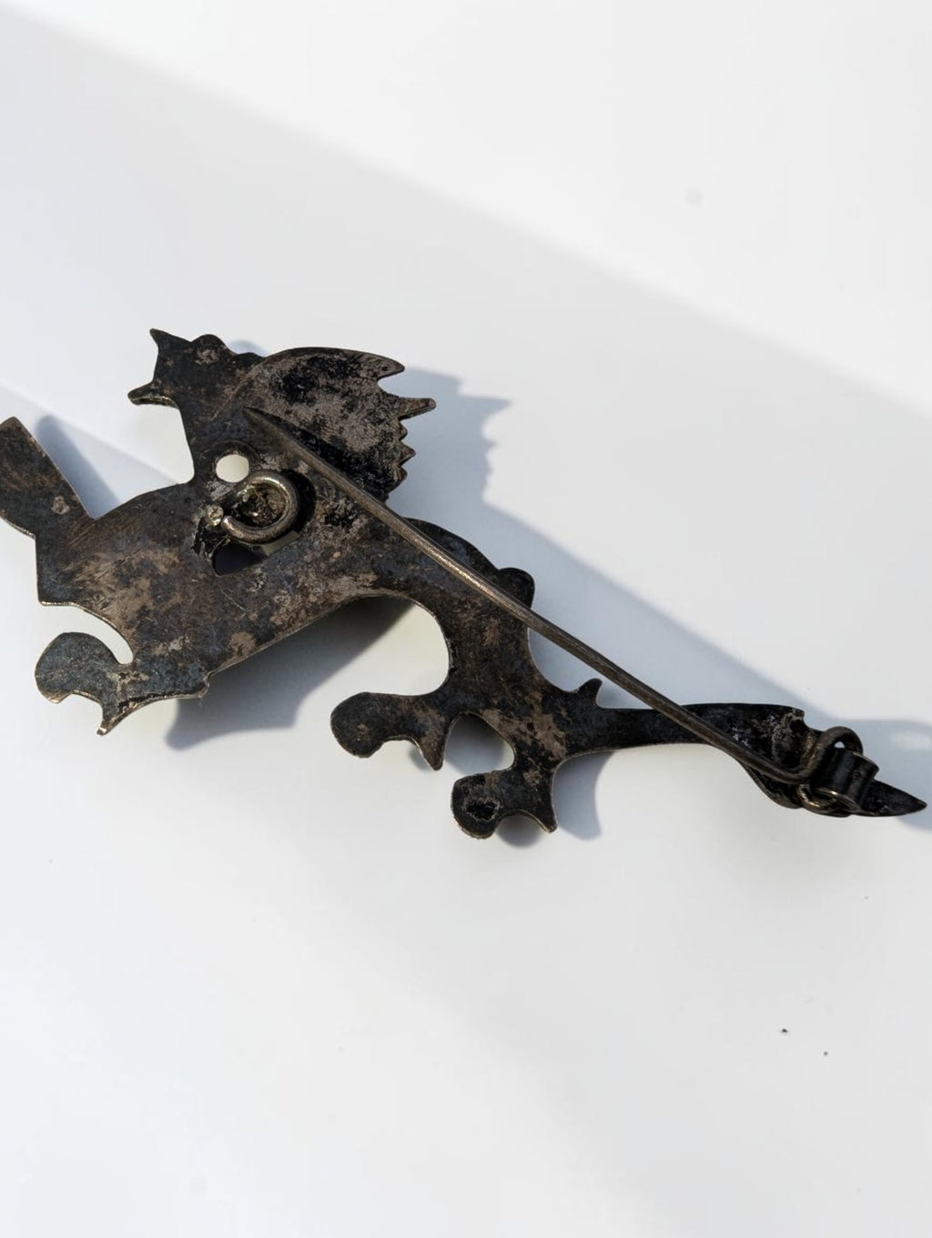 Vintage Dragon Pewter Brooch