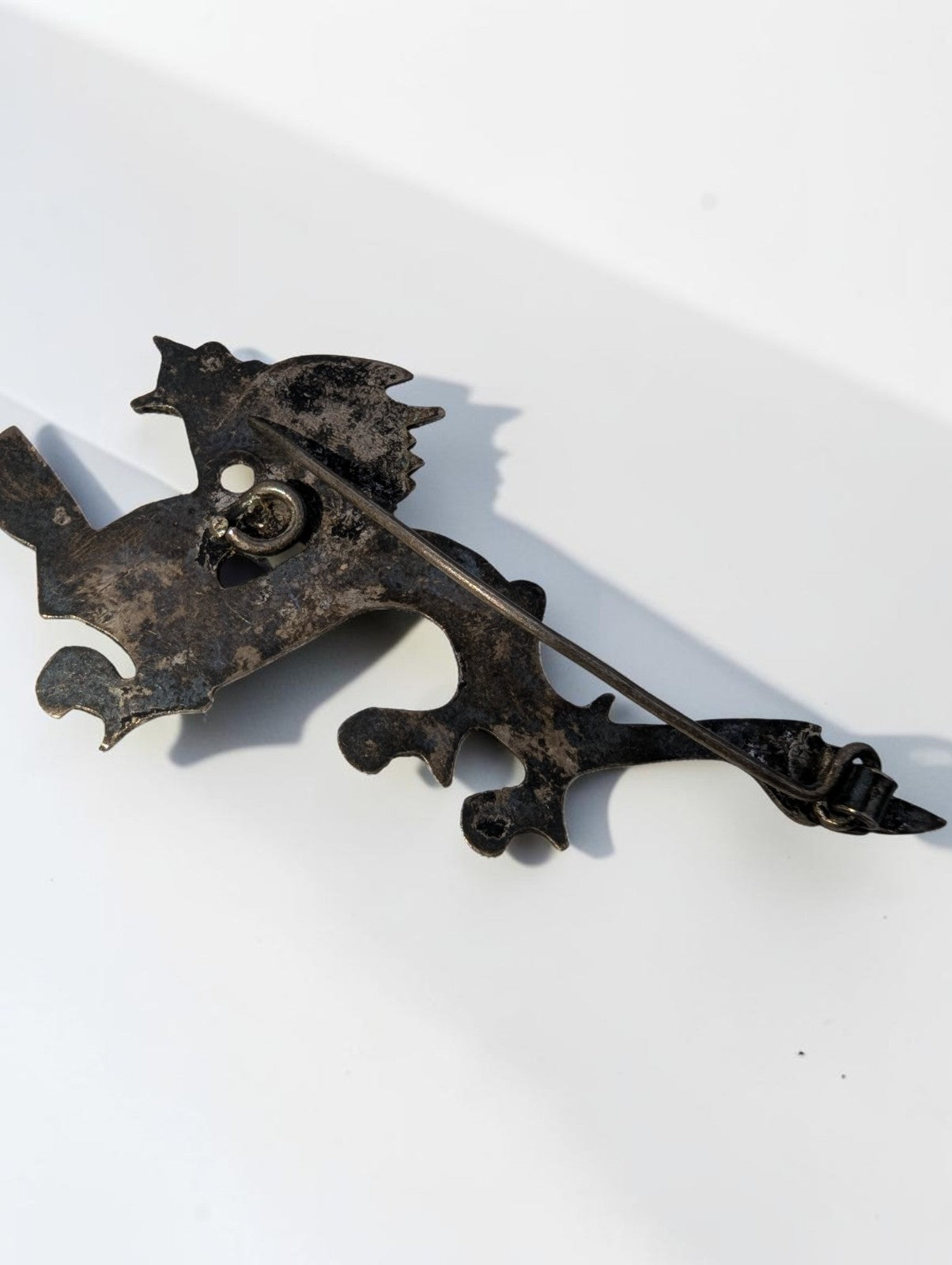 Vintage Dragon Pewter Brooch