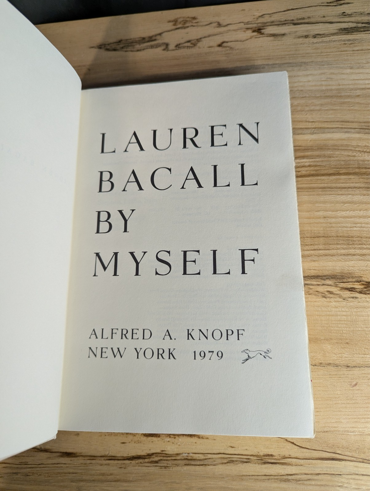 Lauren Bacall by Myself Autobiography Book, Signed Autographed