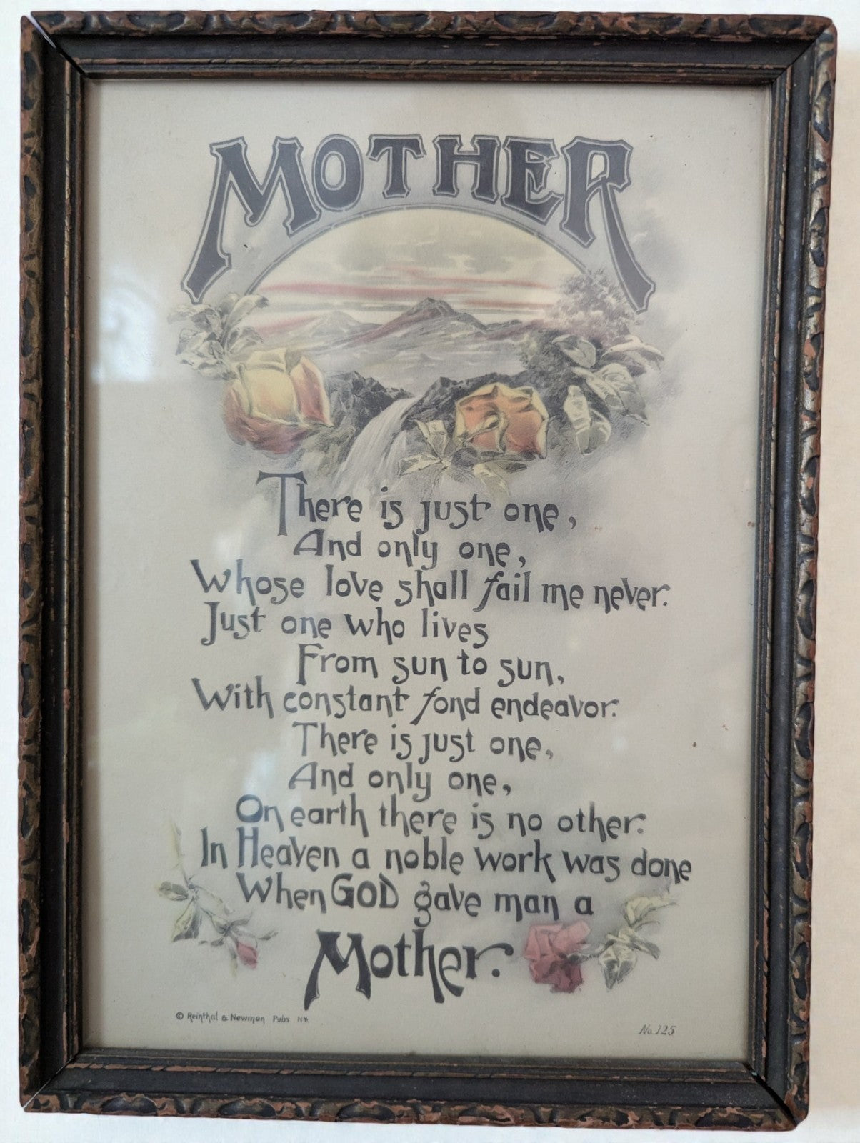 Antique Reinhal & Newman "Mother" Lithograph Print, Early 1900s #125