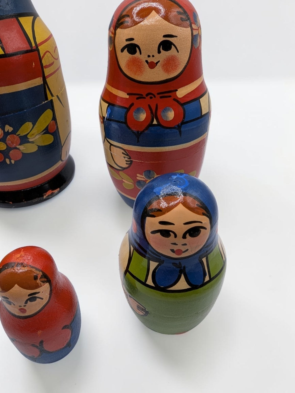 Vintage Hand Painted Wooden Russian Nesting Doll