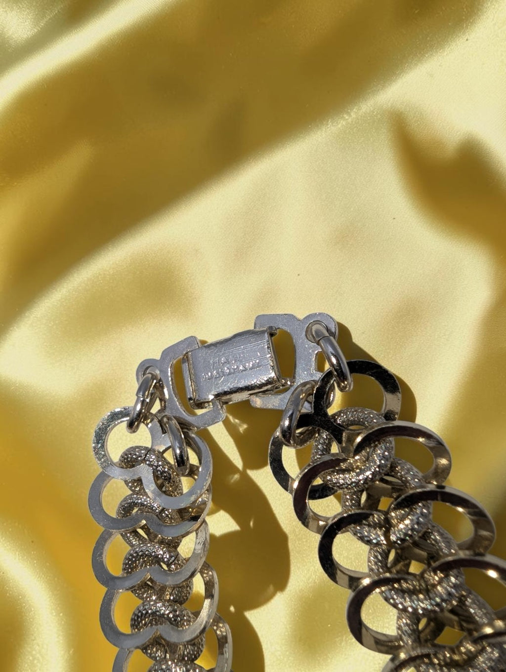 Vintage Signed Made in Germany Silver Flat Weave Bracelet, 8"