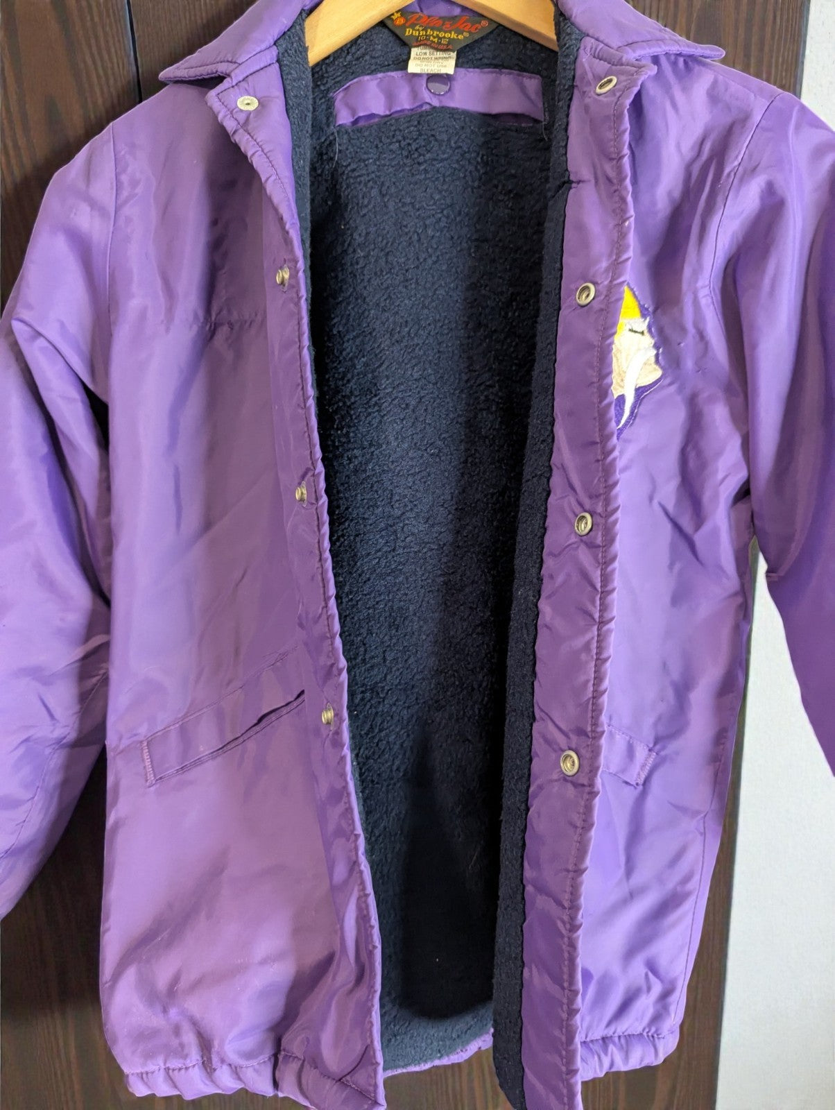 Vintage Minnesota Vikings Windbreaker Jacket Dunbrooke, Women's M 10-12