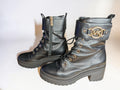 Michael Kors Leather Rory Lug Sole Combat Boot Black, Size 8