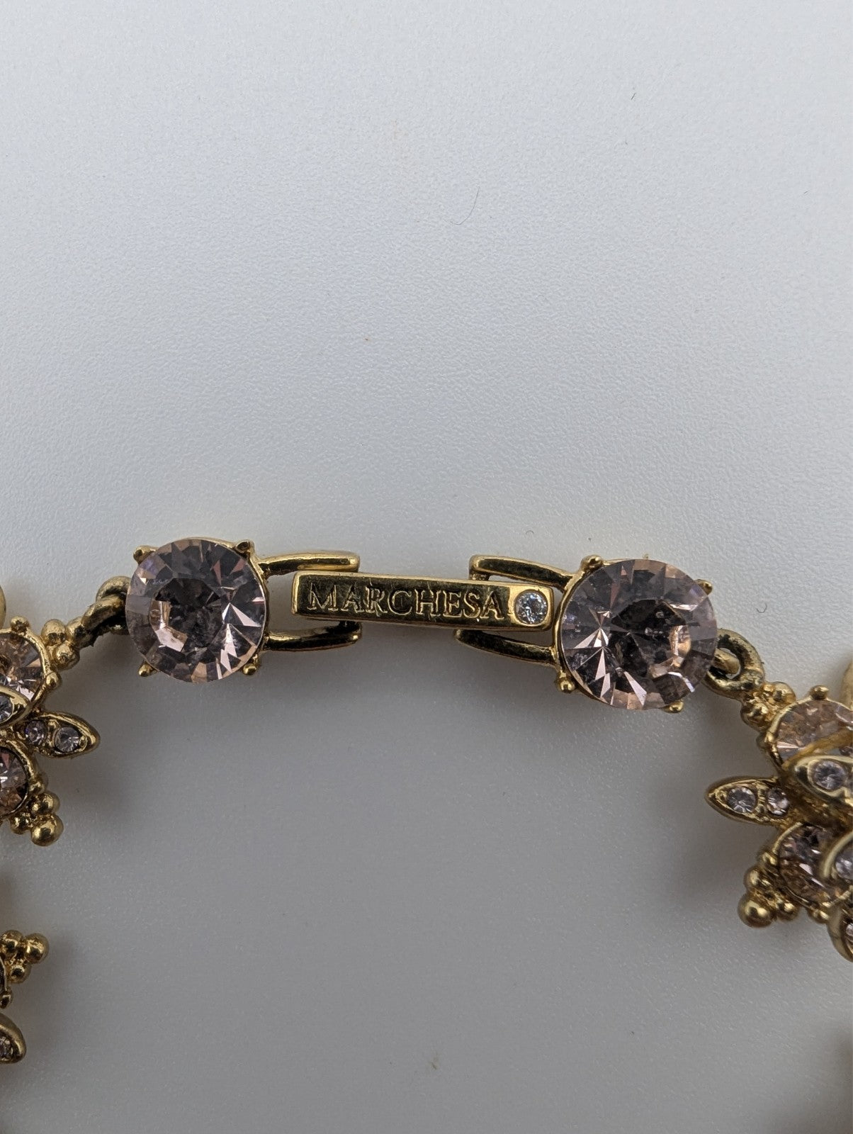 Marchesa Gold Tone Crystal and Faux Pearl Bracelet
