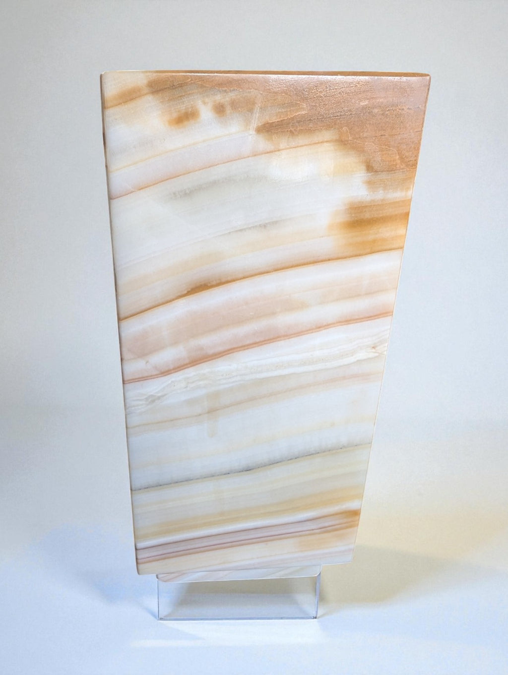 Vintage Natural Onyx Stone Vase, 9" Tall