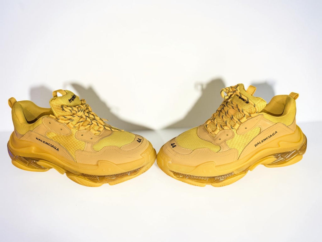 Yellow Balenciaga Triple S Chunky Men's Sneakers Clear Sole, Size 44, No Box