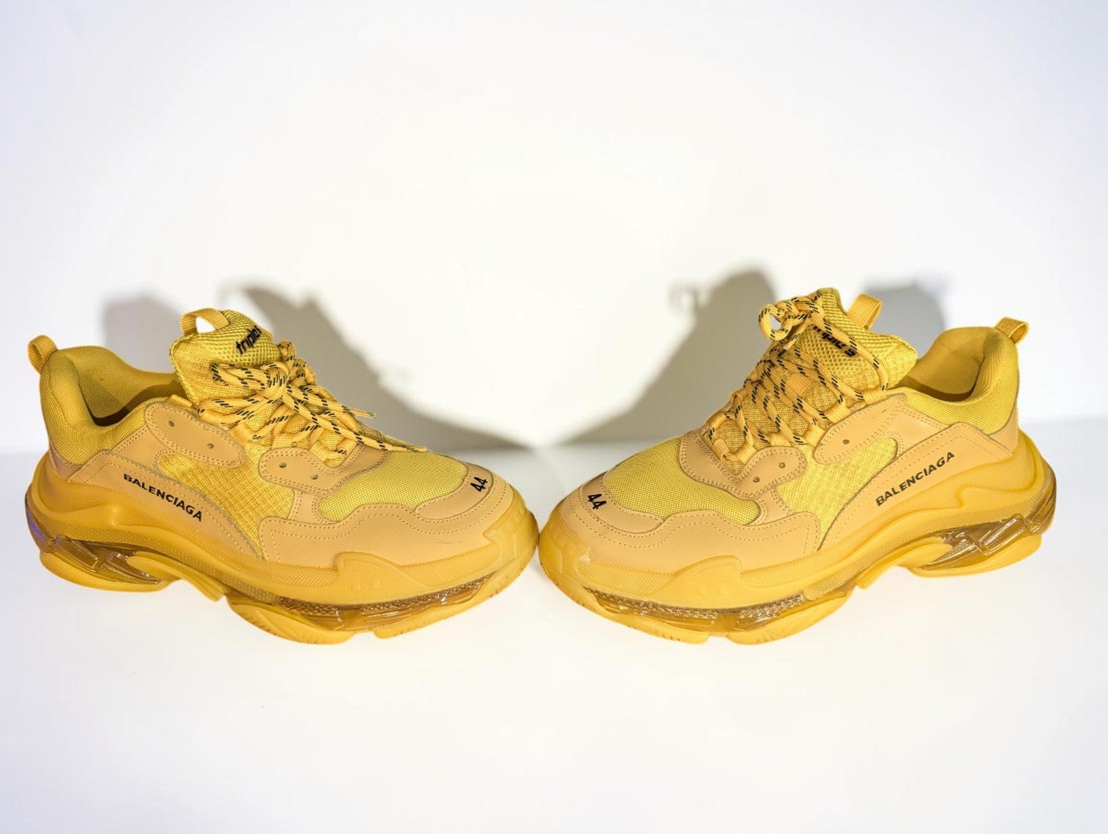 Yellow Balenciaga Triple S Chunky Men's Sneakers Clear Sole, Size 44, No Box