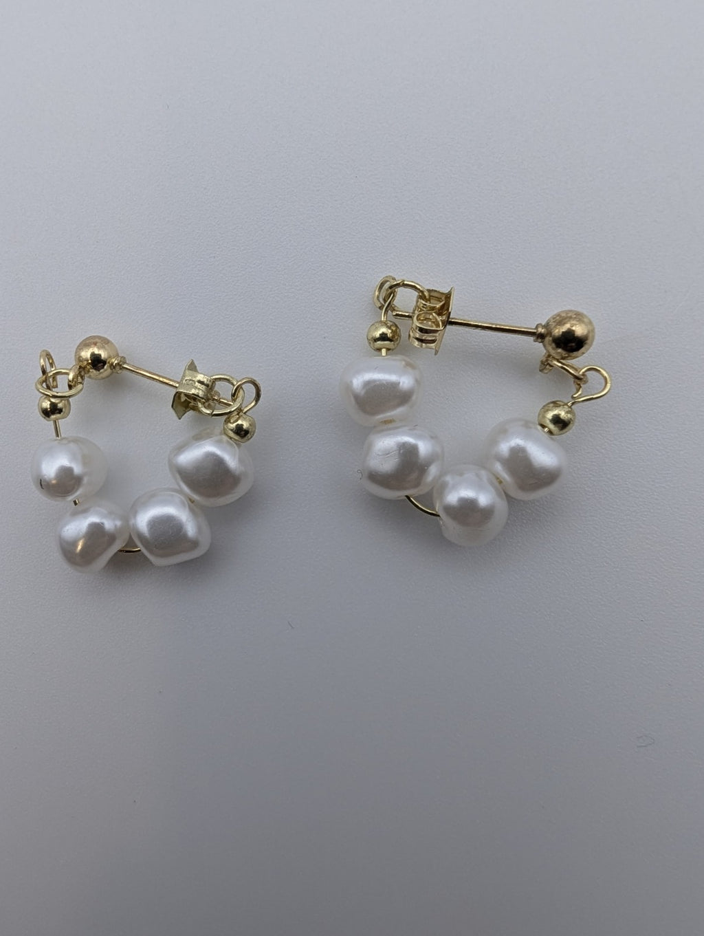 Natural Pearl 925 Gold Plated Hoop Stud Earrings