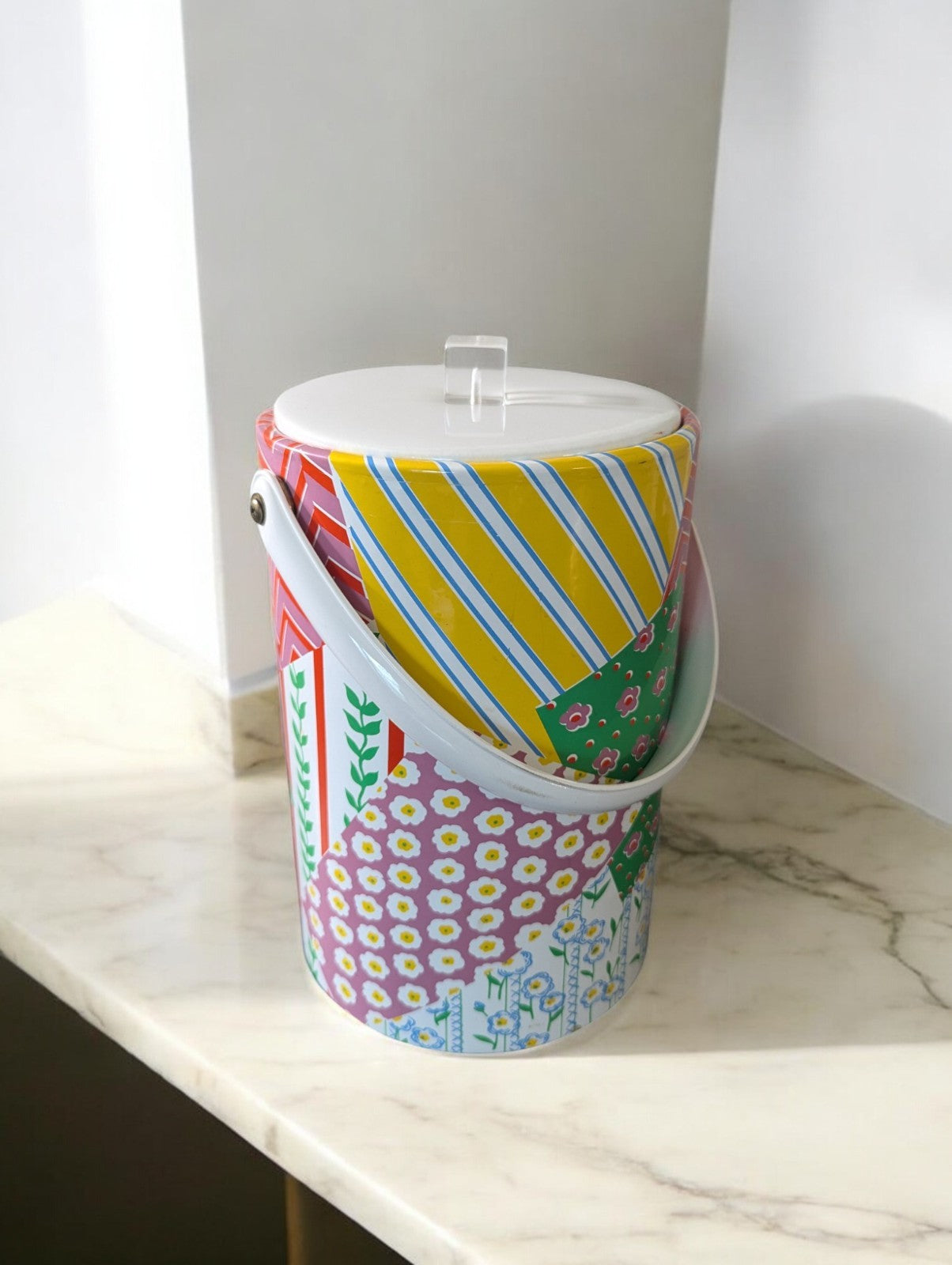 Vintage 60's-70's Patchwork Ice Bucket