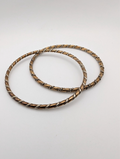 Set of 2 Vintage Twisted Copper and Silver Bangle Bracelets, Size 9