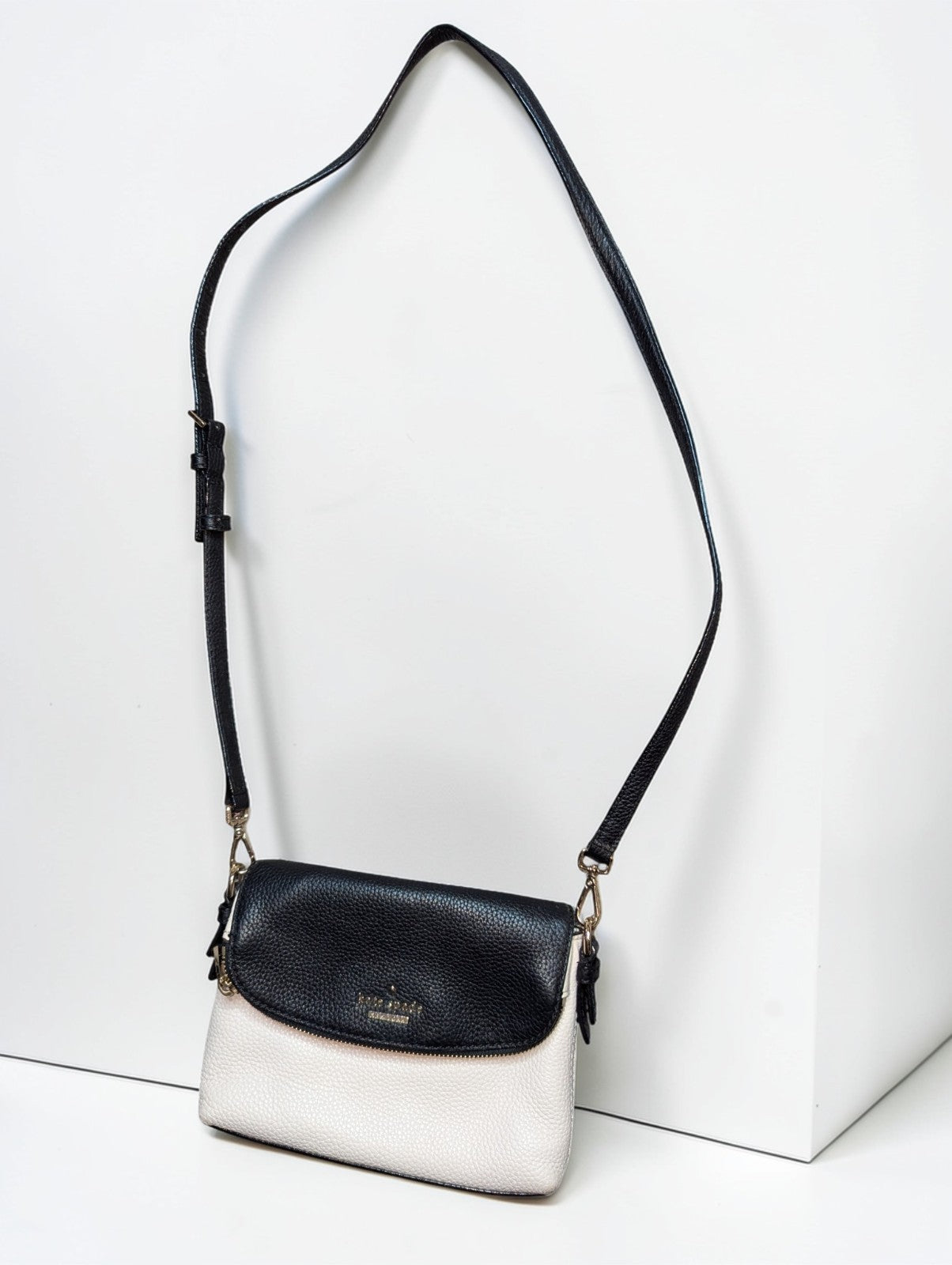 Kate Spade New York Jackson Street Harlyn Leather Crossbody Bag, Beige and Black