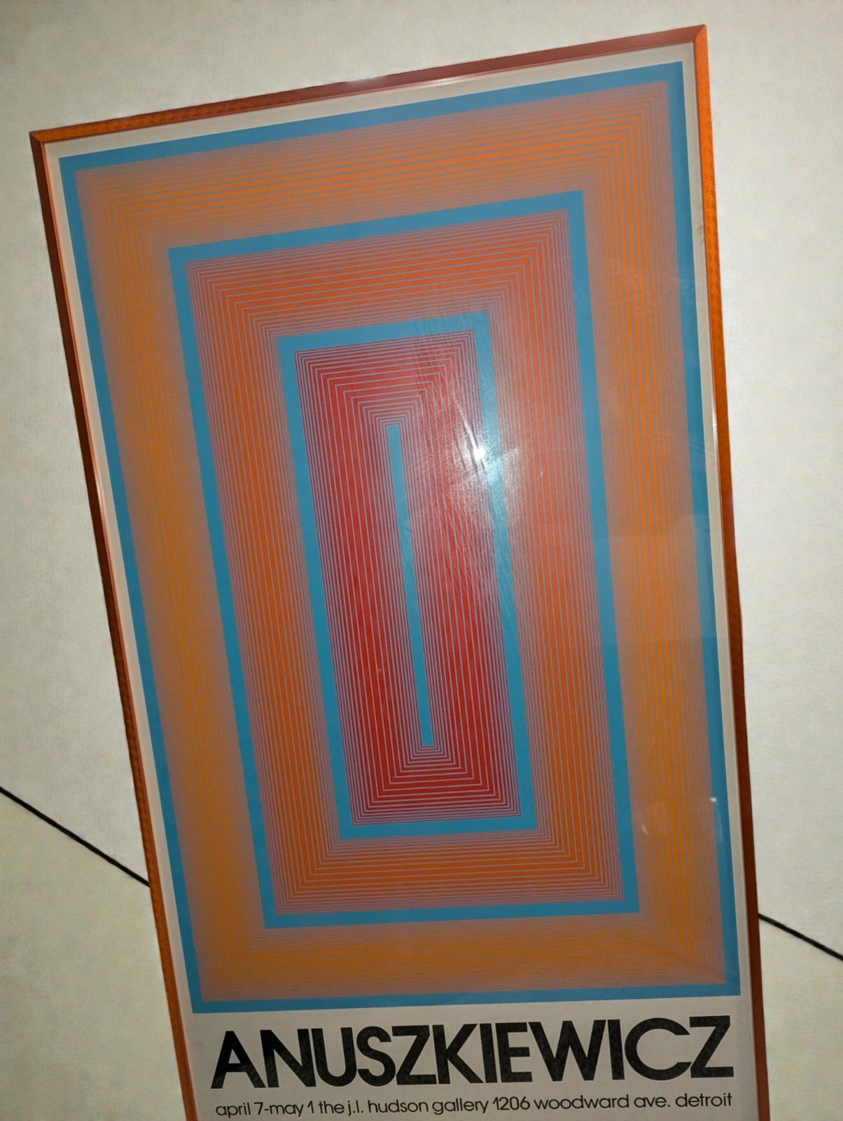 Orange Metal Framed Op Art Poster by Richard Anuszkiewicz