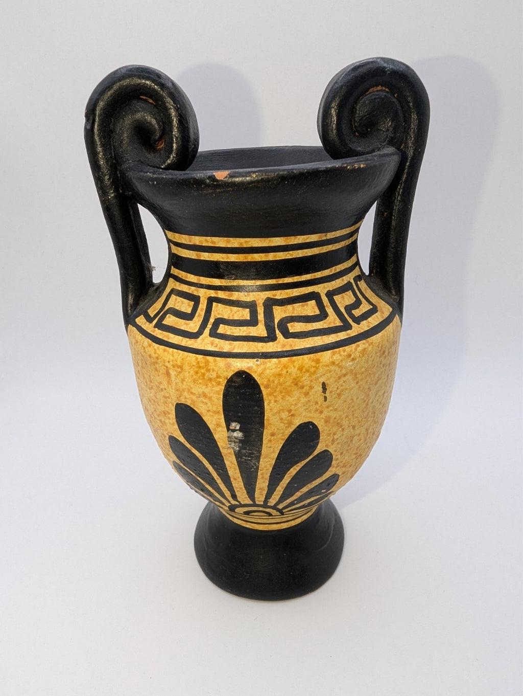 Greek Pottery Amphora Vase, Sphinx Greek Key Pattern 6"