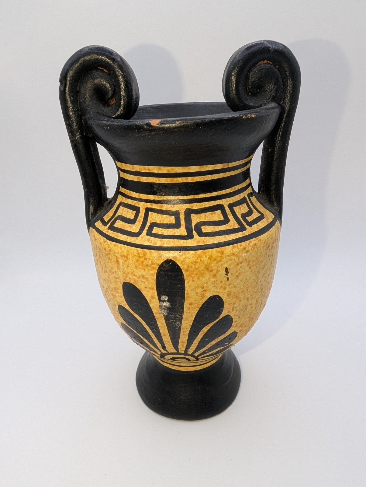 Greek Pottery Amphora Vase, Sphinx Greek Key Pattern 6"