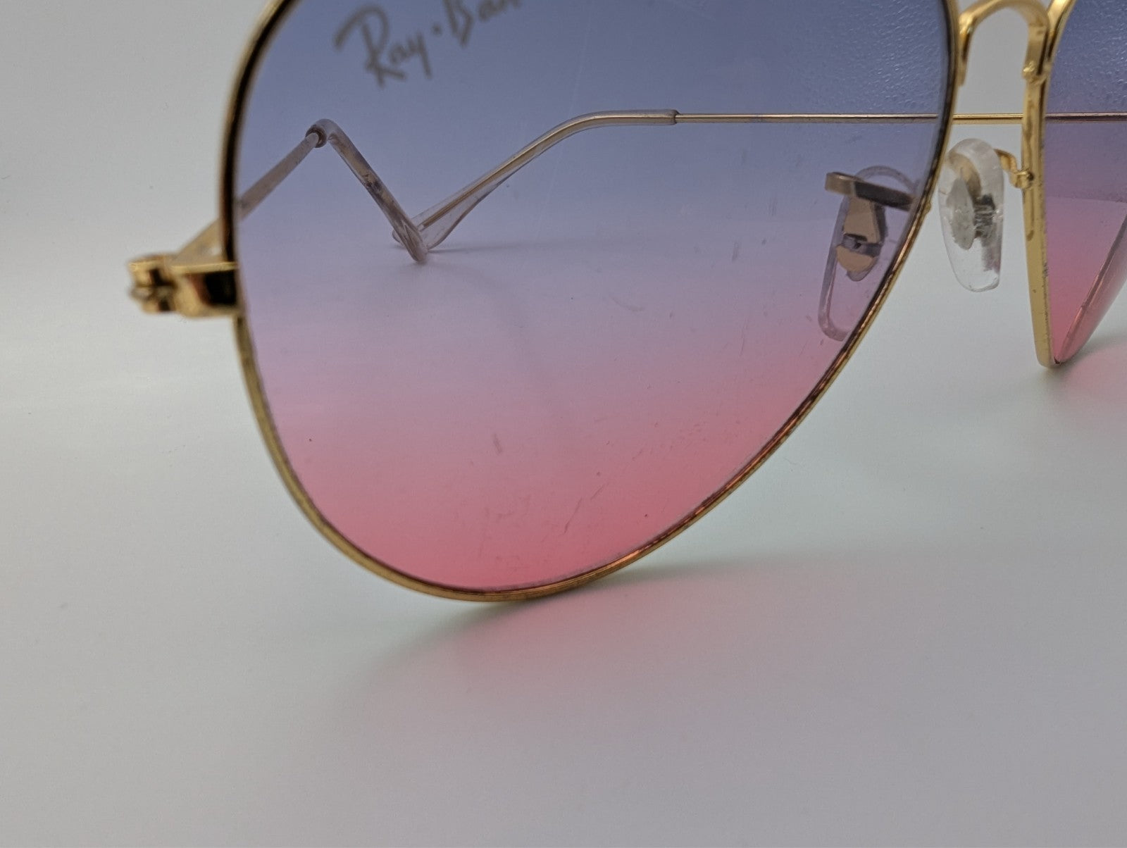 Ray-Ban Aviator Sunglasses, Gradient Pink Gold Frame