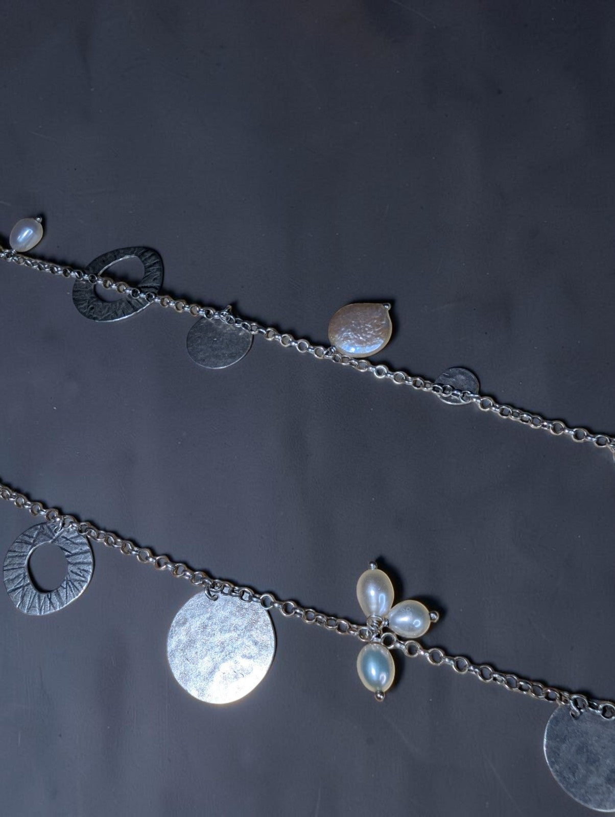Silpada "Pearl of a Girl" Necklace, Sterling Silver Disks and Freshwater Pearls
