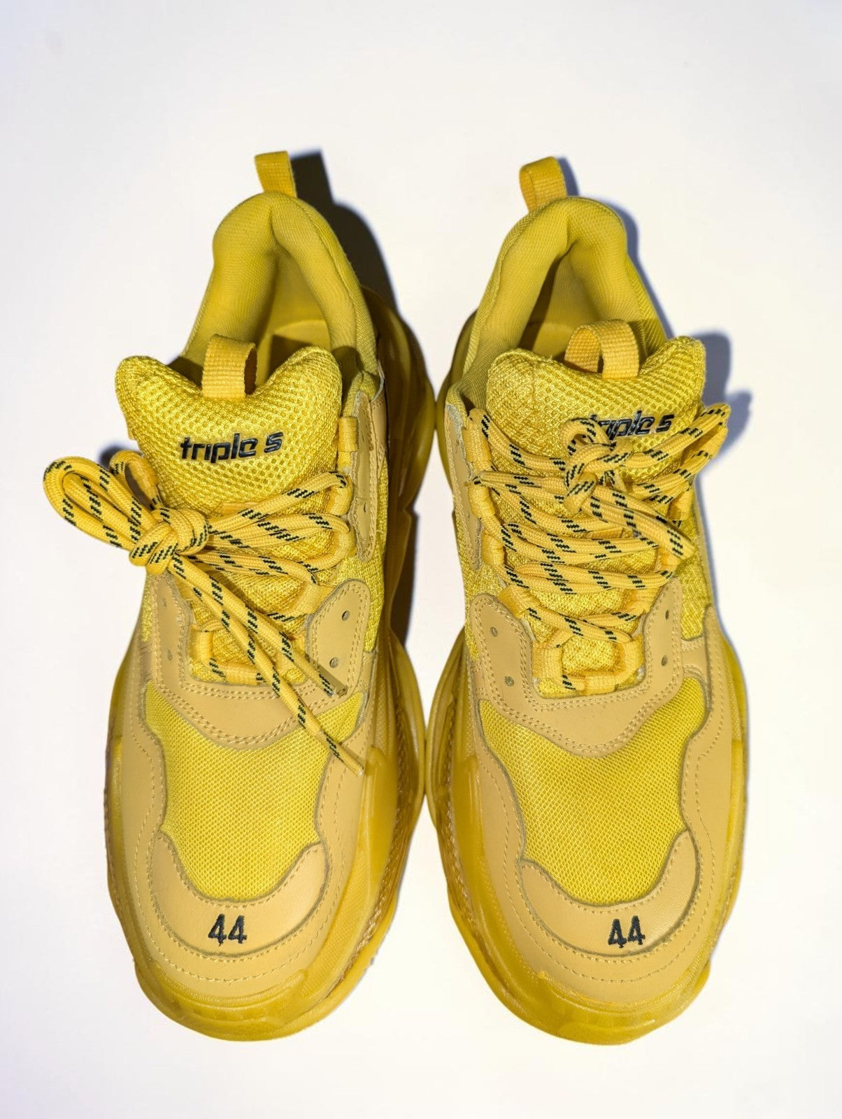 Yellow Balenciaga Triple S Chunky Men's Sneakers Clear Sole, Size 44, No Box