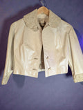 Vintage Women's Cream Leather Rosen Engelson Embroidered Crystal Jacket, Small