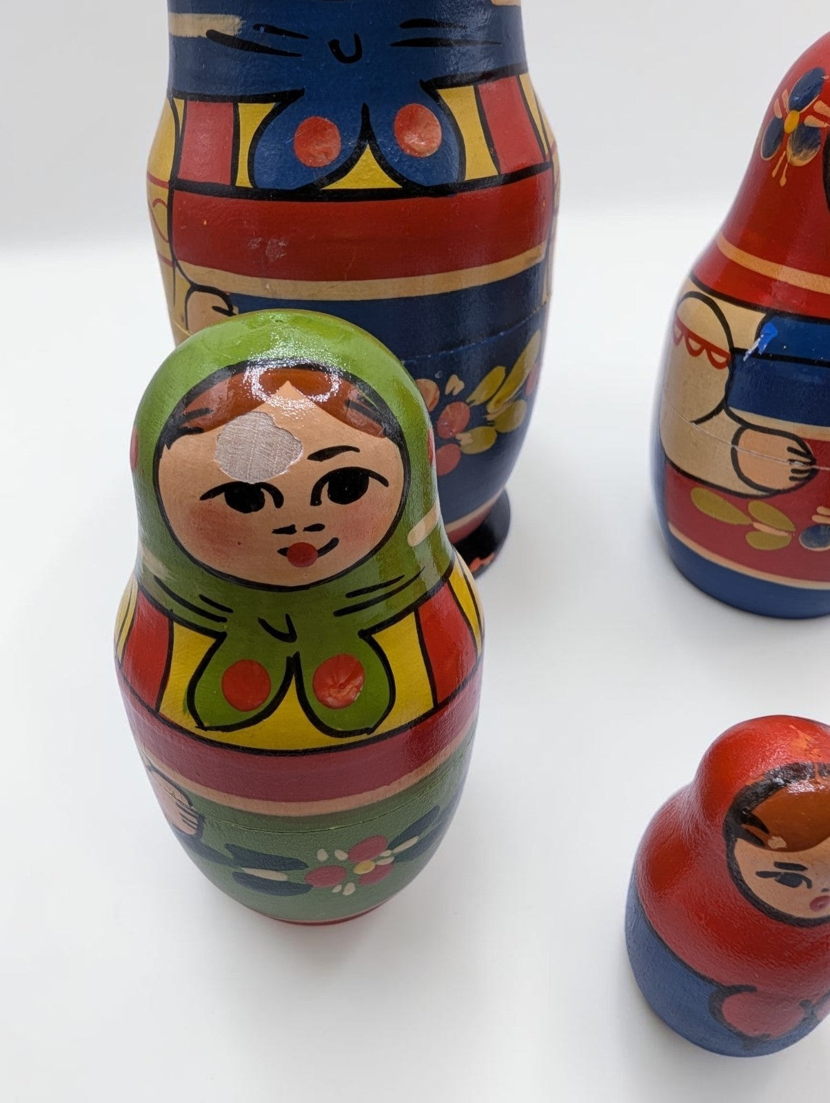 Vintage Hand Painted Wooden Russian Nesting Doll