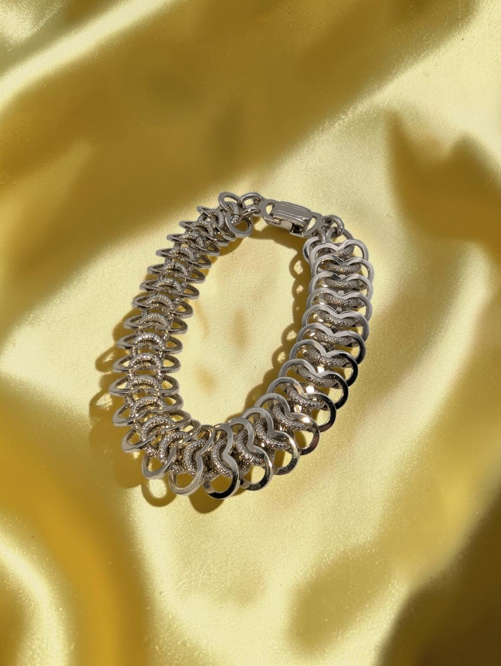 Vintage Signed Made in Germany Silver Flat Weave Bracelet, 8"