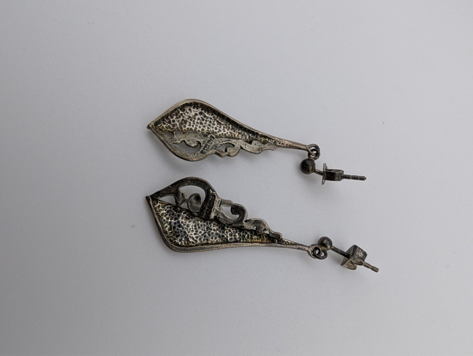 80s Victorian Revival 925 Earrings, 925 Silver Earrings