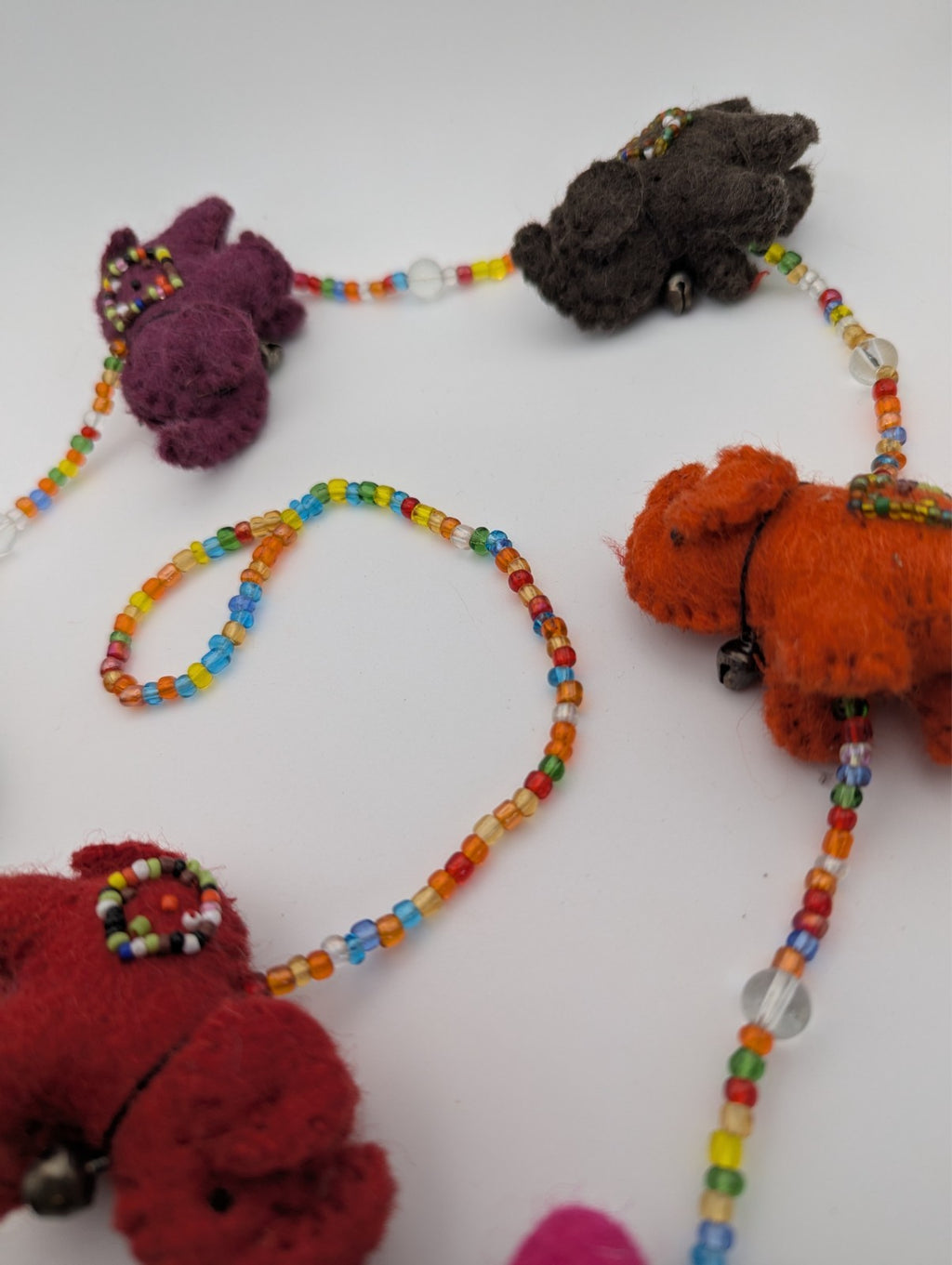 Trukado Felt Beaded Elephant Mobile, Window Decor 32"