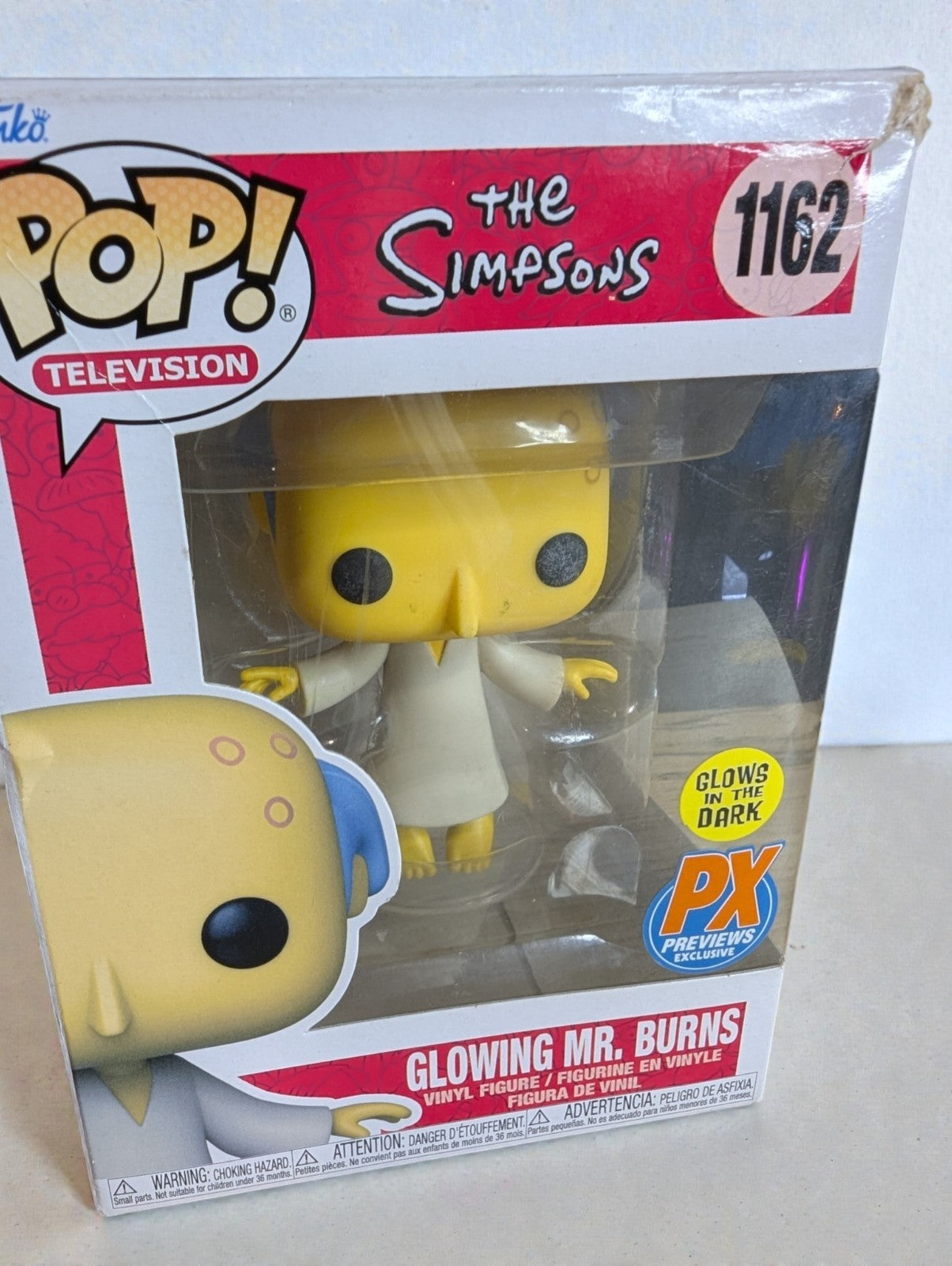 Funko Pop The Simpsons-Glowing Mr. Burns #1162 Glow in the Dark, Imperfect Box