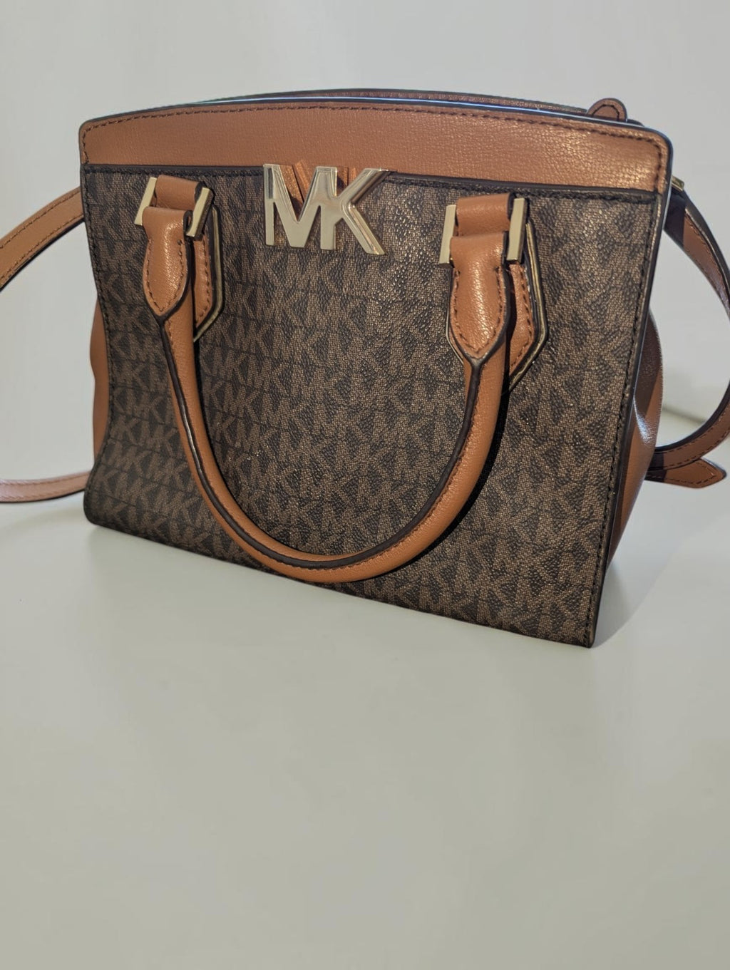Michael Kors Mott Medium Messenger Satchel Bag, Brown Signature Print