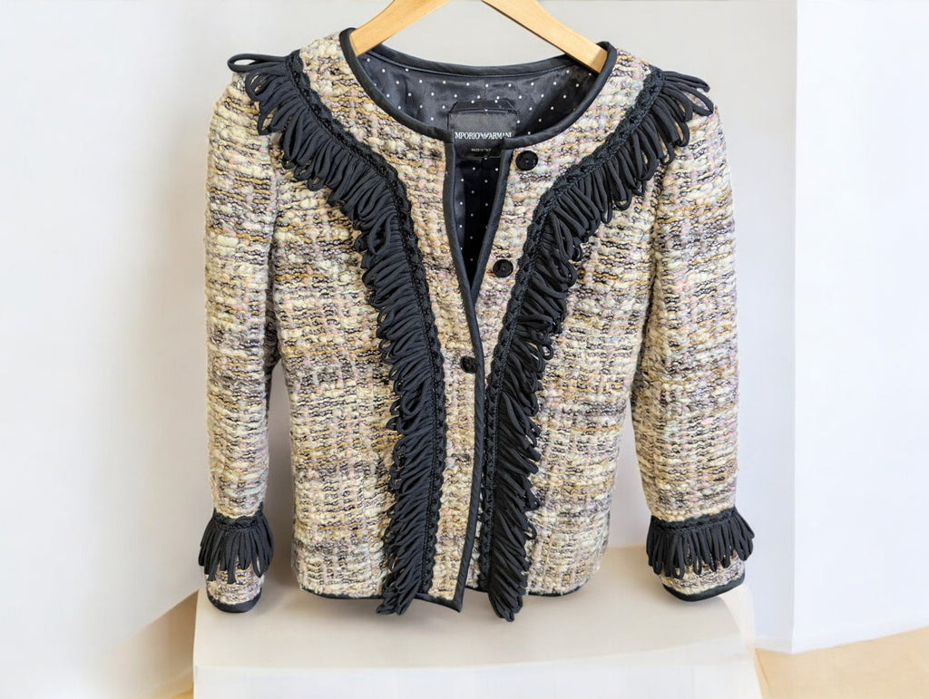 Emporio Armani MultiColor Tweed Button Front Jacket- Size 36, Medium 8/10