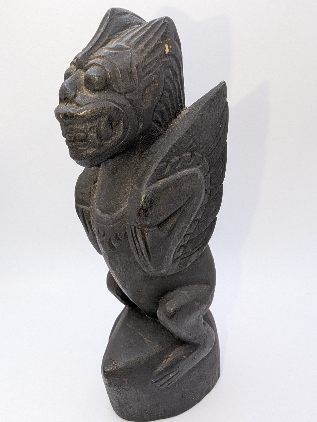 Vintage Wood Carved Garuda Mythology Bird, 7.5" Tall