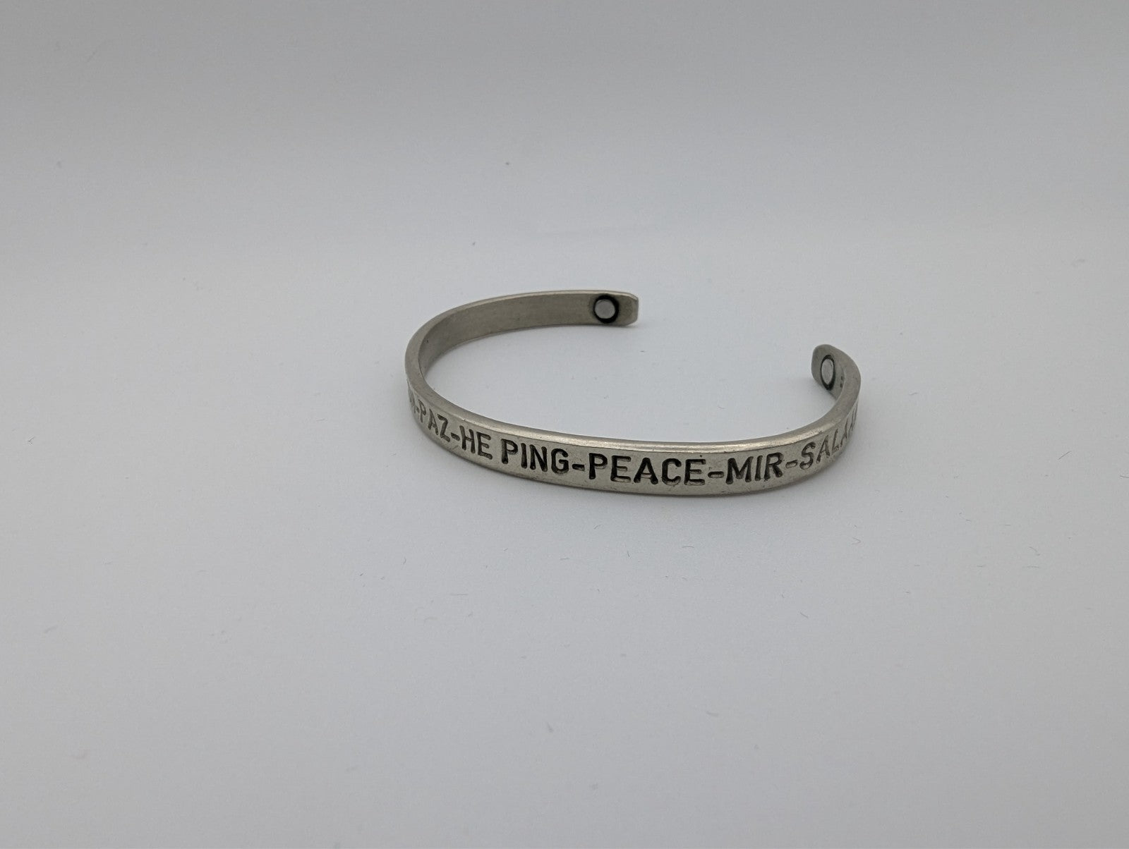 Sergio Lub Peace Silver Magnetic Bracelet, German Silver 7"