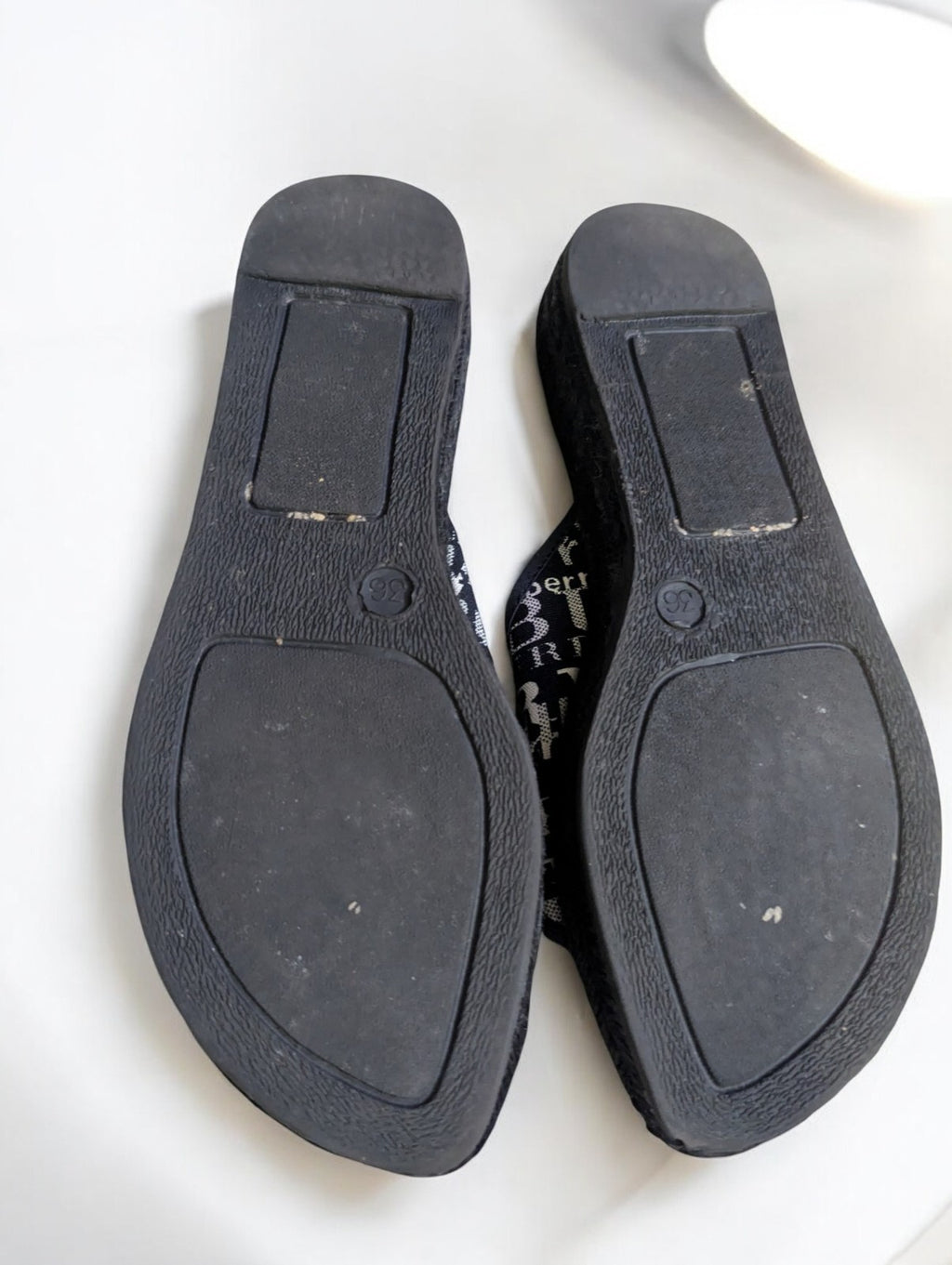 Burberry Espadrille Slides, Black & White Logo, Women's Size 36, Box & Dust Bag